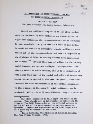 Accomodation in South Vietnam: The Key to Sociopolitical Solidarity