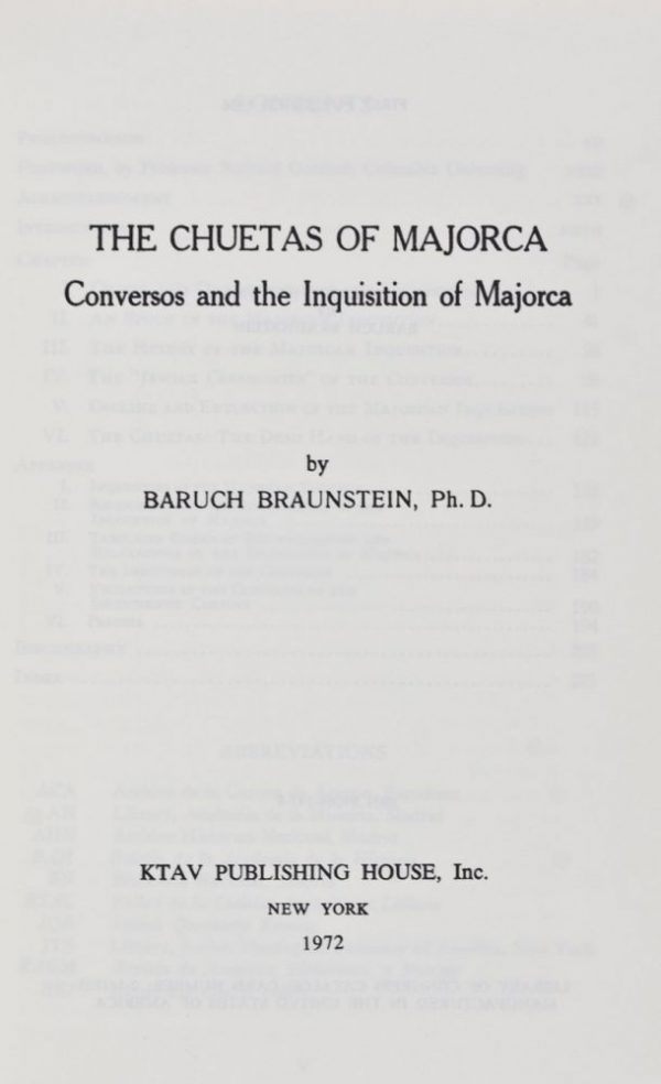 25992 The Chuetas of Majorca. Conversos and the Inquisition of Majorca