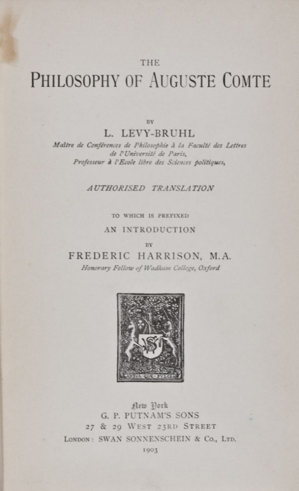 28533 The Philosophy of Auguste Comte. Authorised Translation