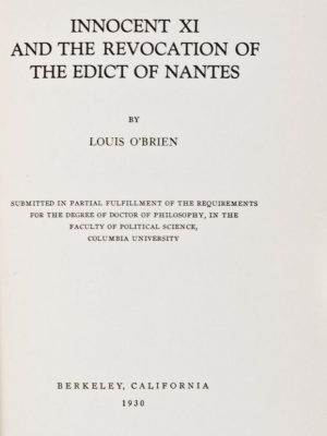 Innocent XI and the Revocation of the Edict of Nantes