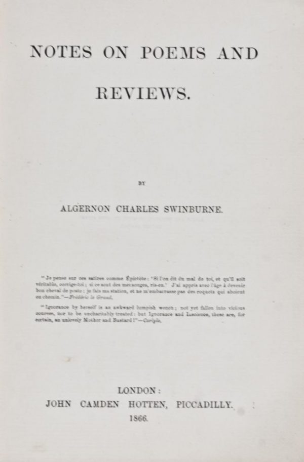 Notes On Poems And Reviews